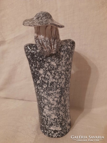 Statue of a woman in a hat, painted glazed ceramic gallery