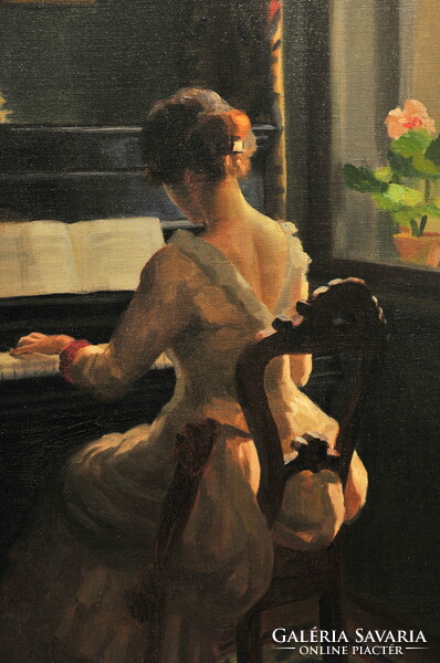 Emil Pap (1884-1955): lady playing the piano