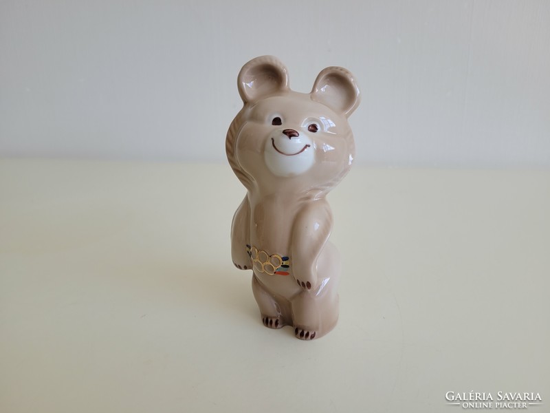 Retro 1980 Moscow Olympics emblem porcelain misa teddy bear 13 cm marked