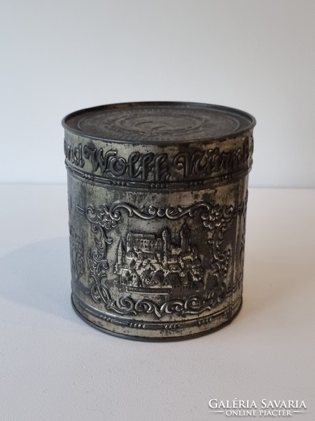 Antik dombornyomott fém kekszes  doboz -  Ferdinand Wolff Nürnberger Lebkuchen