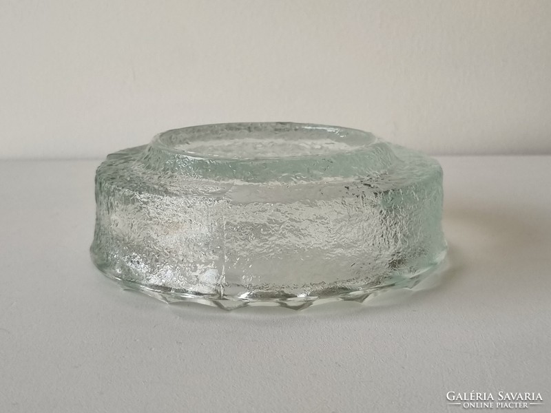 Mid-century modern öntött jégüveg  hamutartó / asztaldísz- súlyos darab