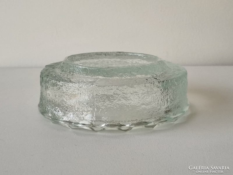 Mid-century modern cast ice glass ashtray / table decoration - heavy piece