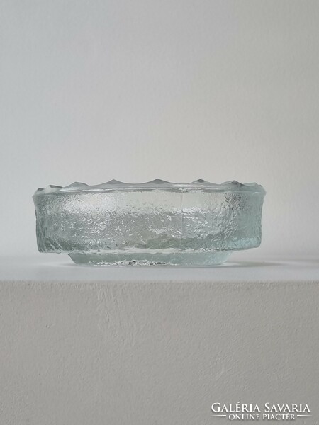 Mid-century modern cast ice glass ashtray / table decoration - heavy piece