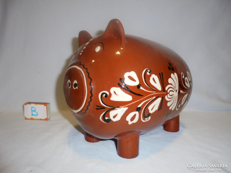 Large ceramic pig bush with folk motif decor