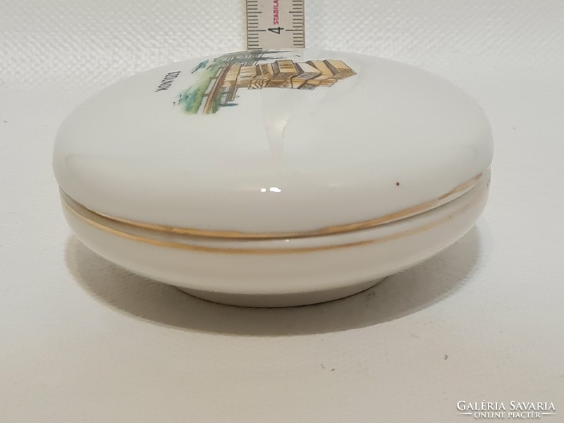 Aquincumi "Szolnok" látképes porcelán bonbonier (2775)