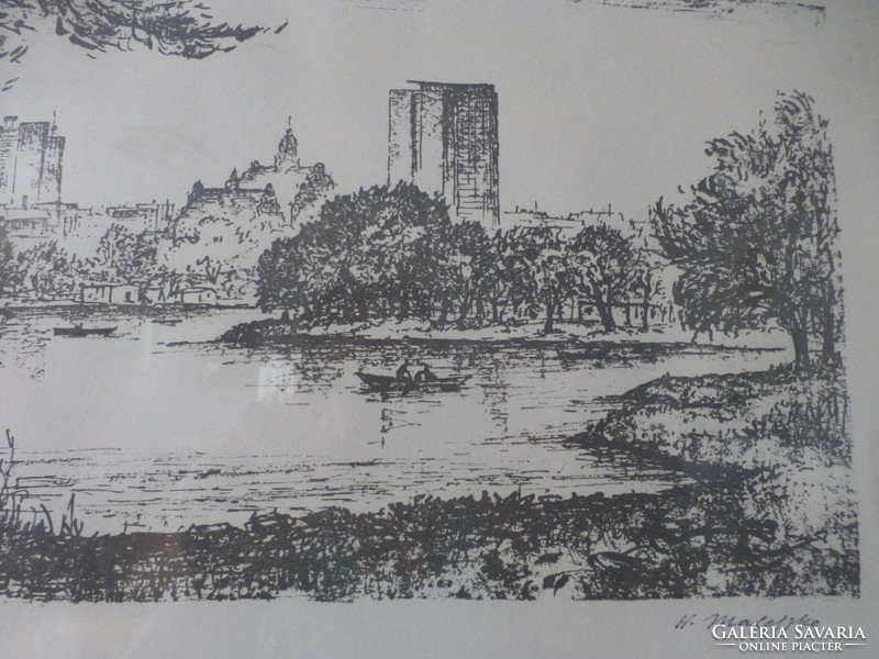 Etching by Helmut Maletzke. Cityscape