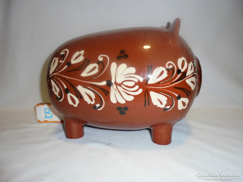 Large ceramic pig bush with folk motif decor