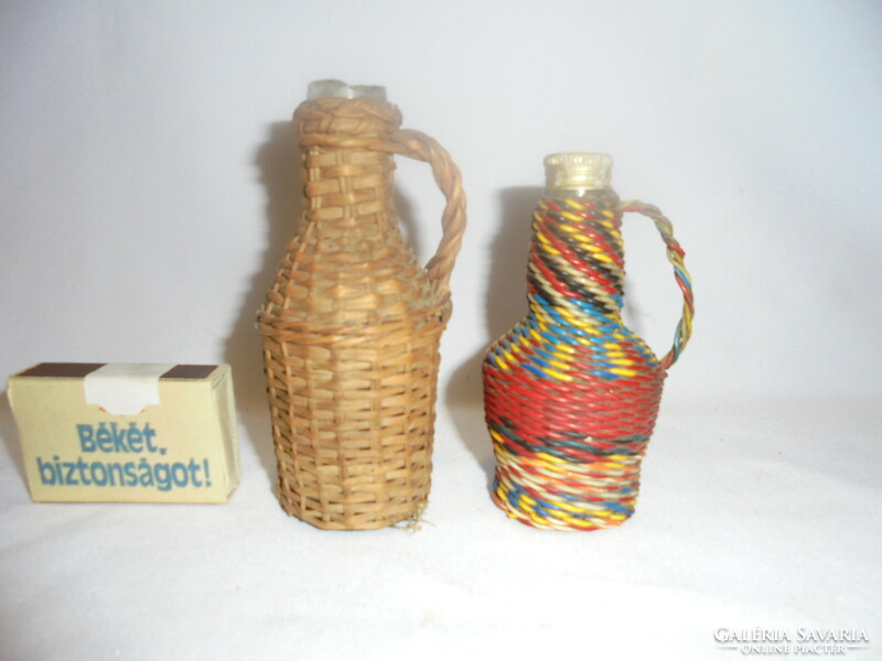 Retro woven small glass bottle - two pieces together