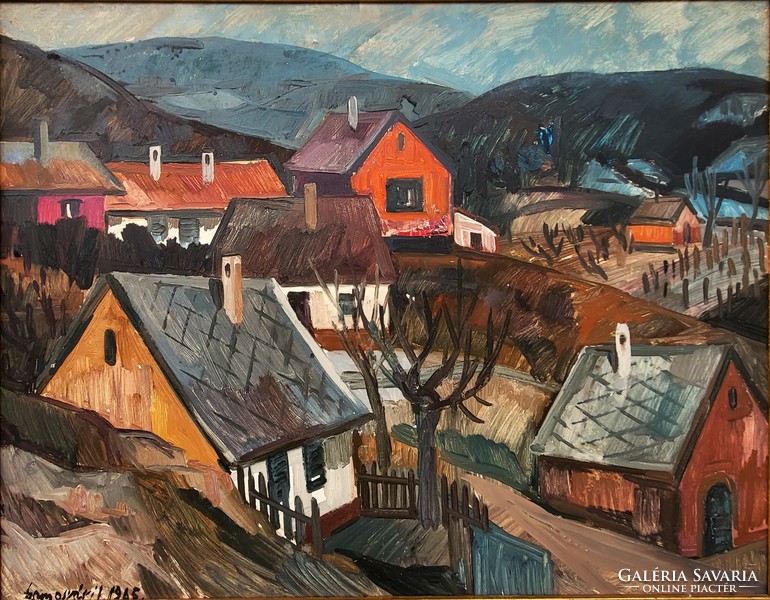 Szamosvári József (1931 - ) Táj c Képcsarnokos festménye Eredeti Garanciával!