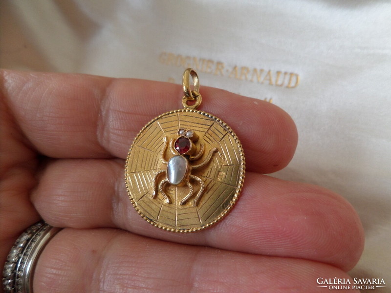 Antique gold spider pendant