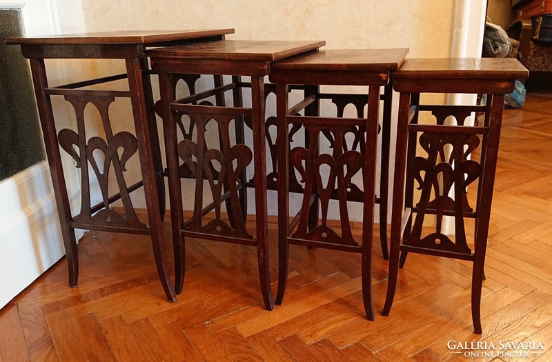 Art Nouveau pull-out party table (4 pieces) (between 1910 - 20)