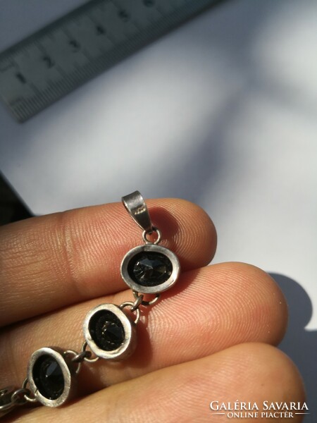 Black stone silver pendant