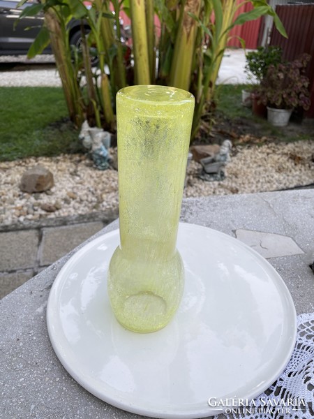 Retro rarer yellow vase cracked beautiful veil glass veil Carcagi berek bath glass