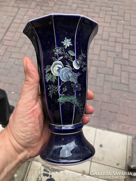 Real cobalt vintage Austrian porcelain vase, size 20 cm.