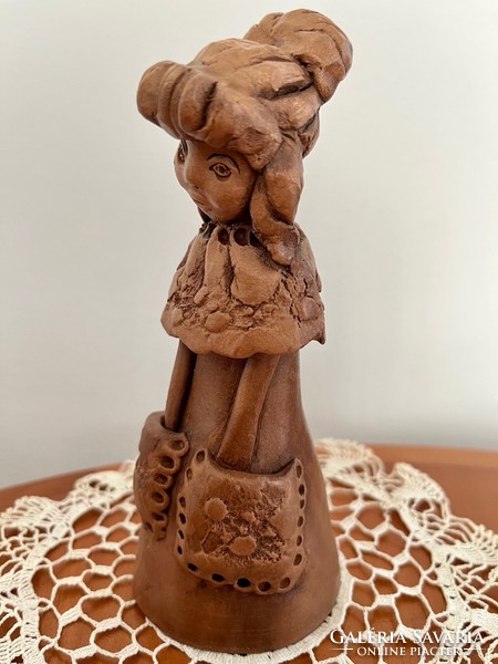 Ceramic figurine of a girl in a dress with pockets