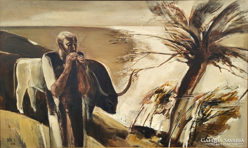 132X82cm istván dér (1937 - 1993) flutist c. His painting exhibited in the gallery with an original guarantee!
