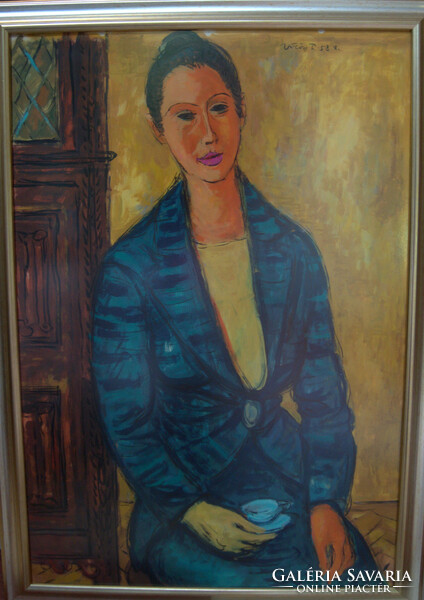 Vöröss Tibor (1911-1999) : Kék ruhás nő