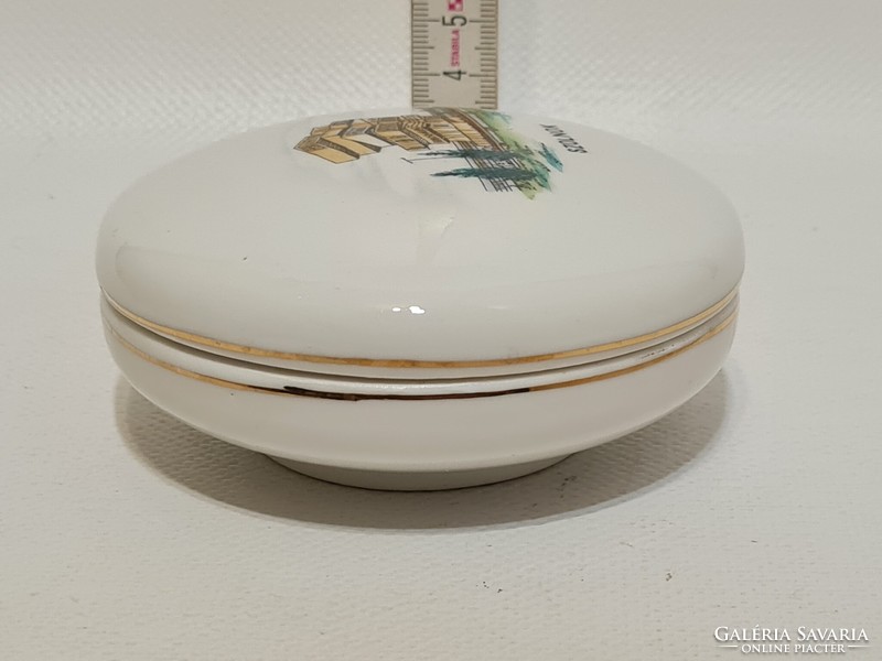 Aquincumi "Szolnok" látképes porcelán bonbonier (2775)
