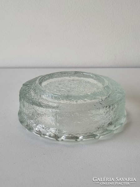 Mid-century modern cast ice glass ashtray / table decoration - heavy piece