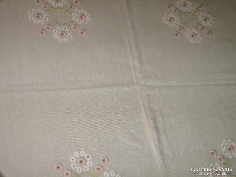 Beautiful, elegant machine-embroidered floral pastel tablecloth