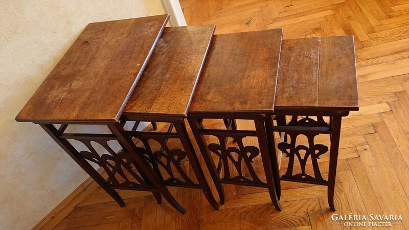 Art Nouveau pull-out party table (4 pieces) (between 1910 - 20)