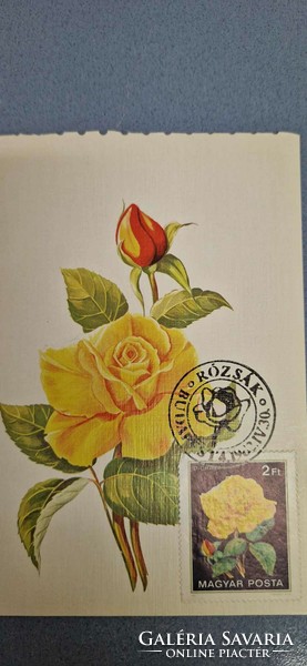 Képeslap, 1982 IV.30. Budapesti bélyegzéssel, Rózsák, Diorama, 2 Ft-os bélyeggel.