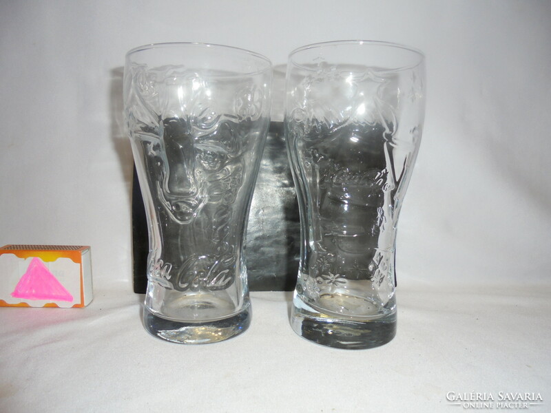 Two retro Christmas and New Year Coca-Cola glasses - sold together