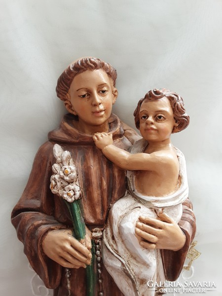 Eredeti olasz, 30 cm- es Szent Antal szobor, sorszámozott, kézzel festett Malsiner munka