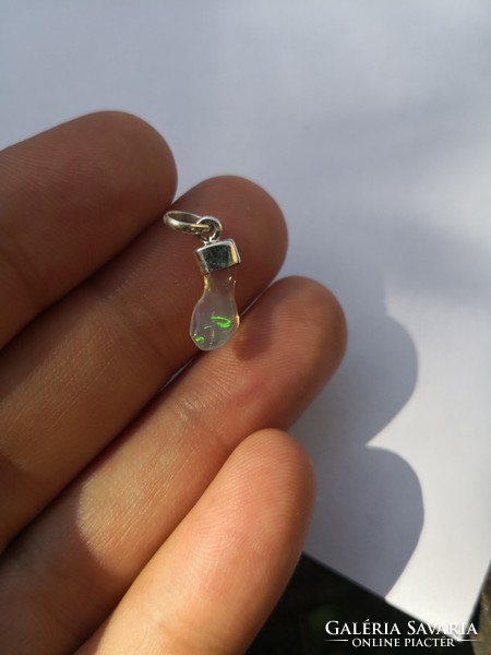 Opal stone silver pendant