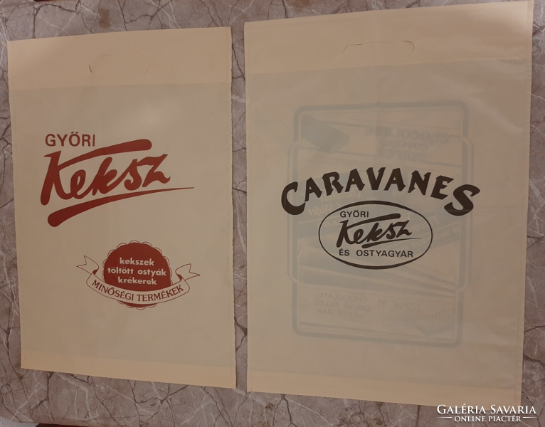 2 db Győri keksz retro reklám nylon táska szatyor