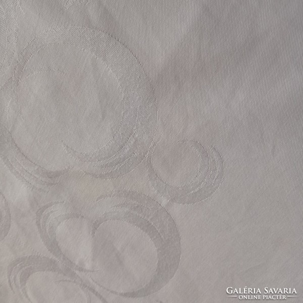 Modern pattern, white, thick, damask tablecloth, 130 x 125 cm
