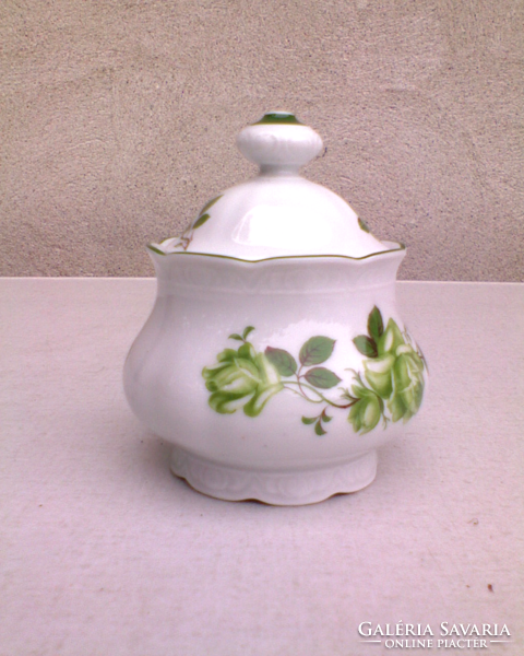 Mitterteich green rose porcelain sugar bowl