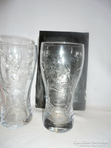 Two retro Christmas and New Year Coca-Cola glasses - sold together