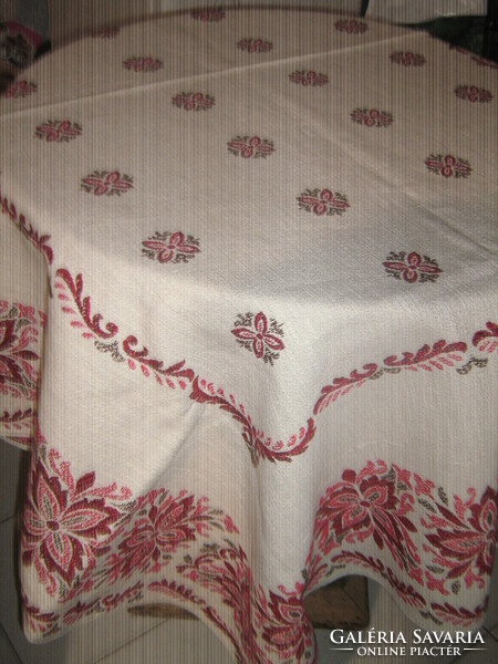 Beautiful vintage floral pattern woven tablecloth