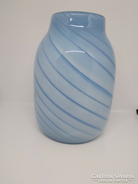Two-layer blue Bohemian mid-century glass vase