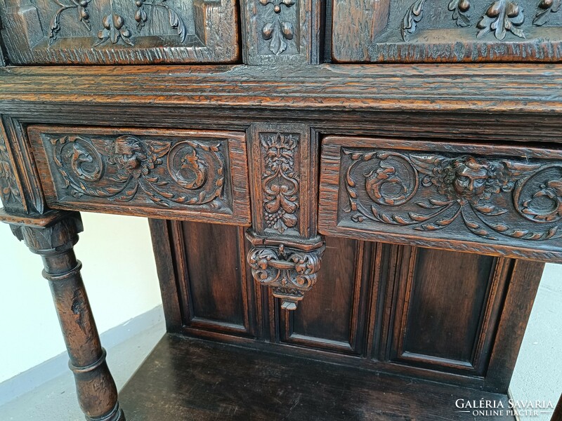 Antique Renaissance cabinet richly carved hardwood cabinet 18th - 19th century 3812