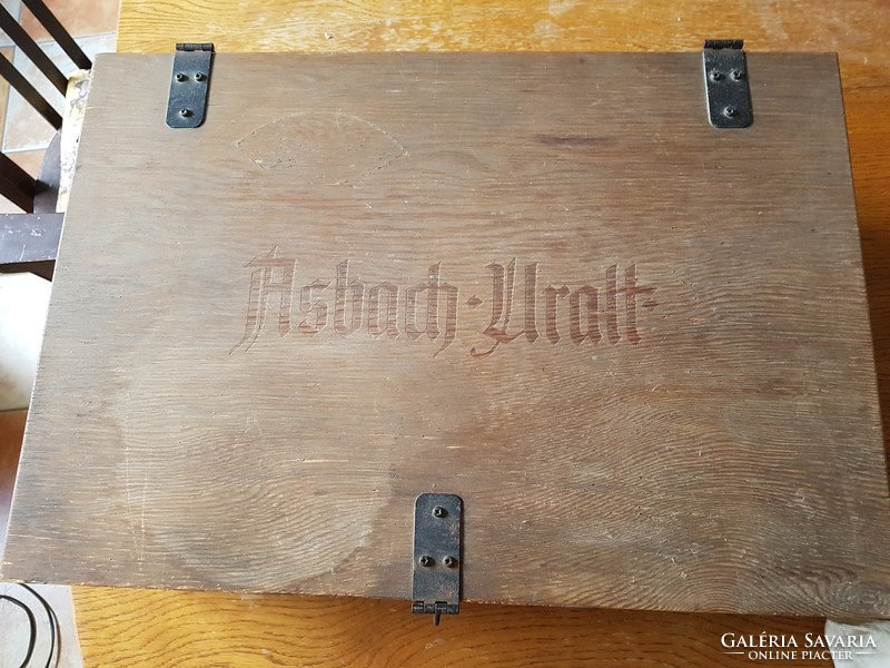 Old Asbach ruled brandy chest