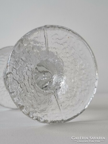 Iittala Finnish ice glass candle holder with slight damage - timo sarpaneva festivo series