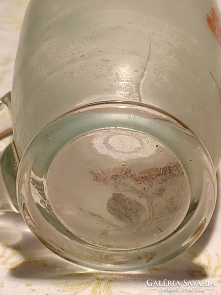 Hand painted old small glass cup