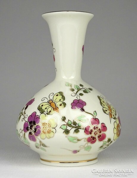 1O365 old butterfly butter colored Zsolnay porcelain vase 15 cm