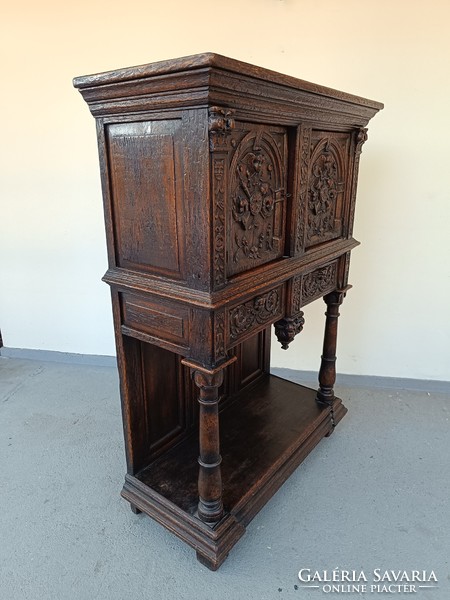 Antik reneszánsz kabinetszekrény dúsan faragott keményfa kabinet szekrény 18. - 19. század 3812