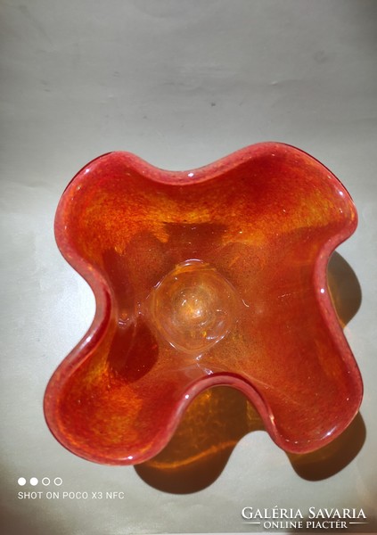 Vastag falú súlyos kézműves Udo Zöllner Glaskunst Meissen fazoletto üveg váza