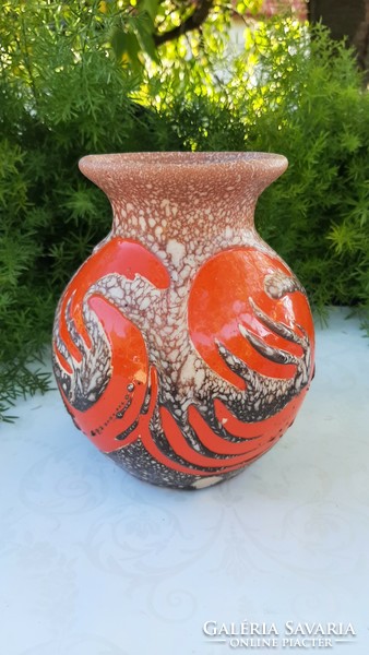 Applied ceramic vase