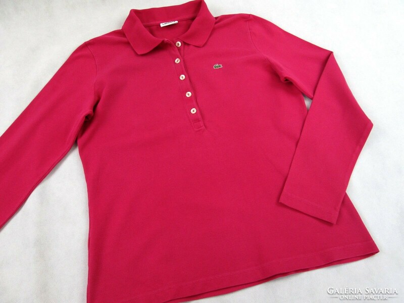 Original lacoste (m) elastic cyclamen long sleeve women's slim pullover top