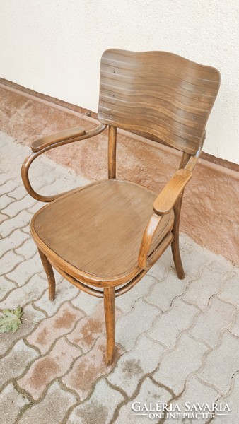 Eredeti, jelzett, antik Thonet-Mundus karfás íróasztal szék stabil, szép állapotban