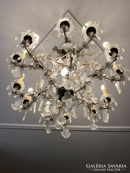 Maria Theresia crystal chandelier, original antique, 12 arms