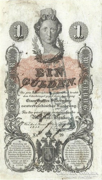 1 Gulden / forint 1858 until ungilt rare!