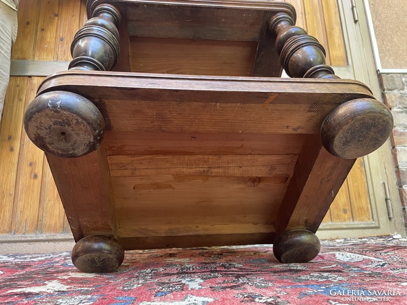 Antique tin German marble flat carved bedside table