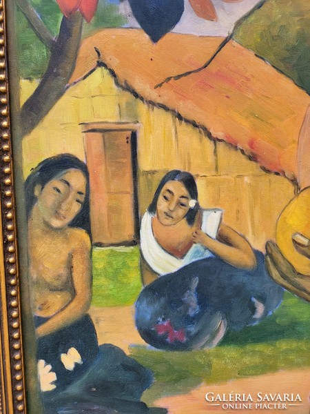 After Paul Gauguin - Tahitian women, oil on canvas painting