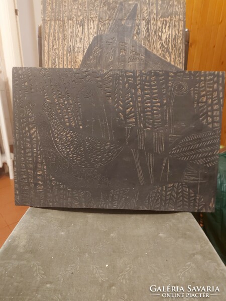 Diskay lenke (1924-1980), wooden block, size 52 x 35 cm